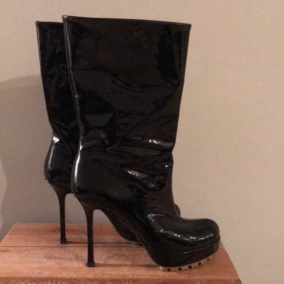 ysl shiny boots